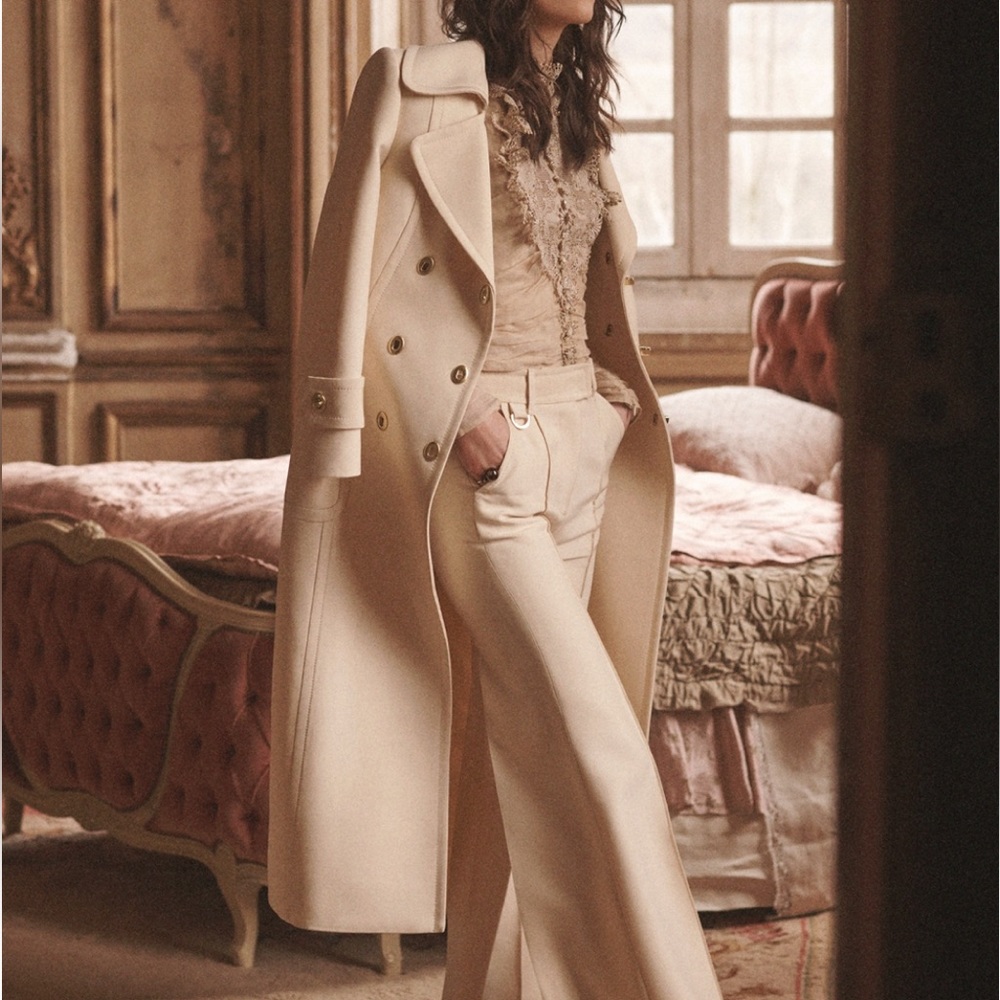 Zimmermann double breasted,belted ivory coat. Size US. 4/6.